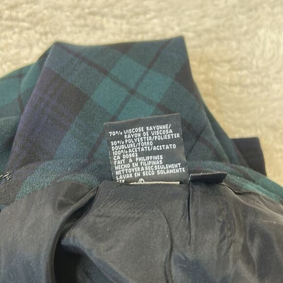 Y2K Kasper A.S.L. two piece skirt suit in blue and green plaid, size 4P - Picture 13 of 13